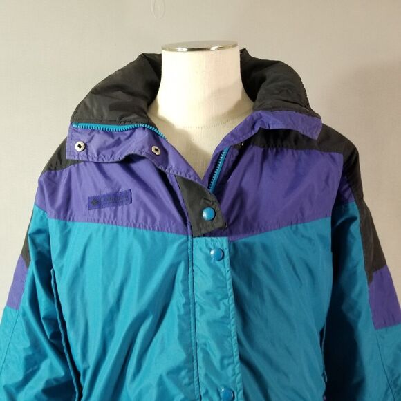 Columbia Ski Jacket Womens Large Parka Coat Blue Color Block Nylon Winter - Picture 2 of 15